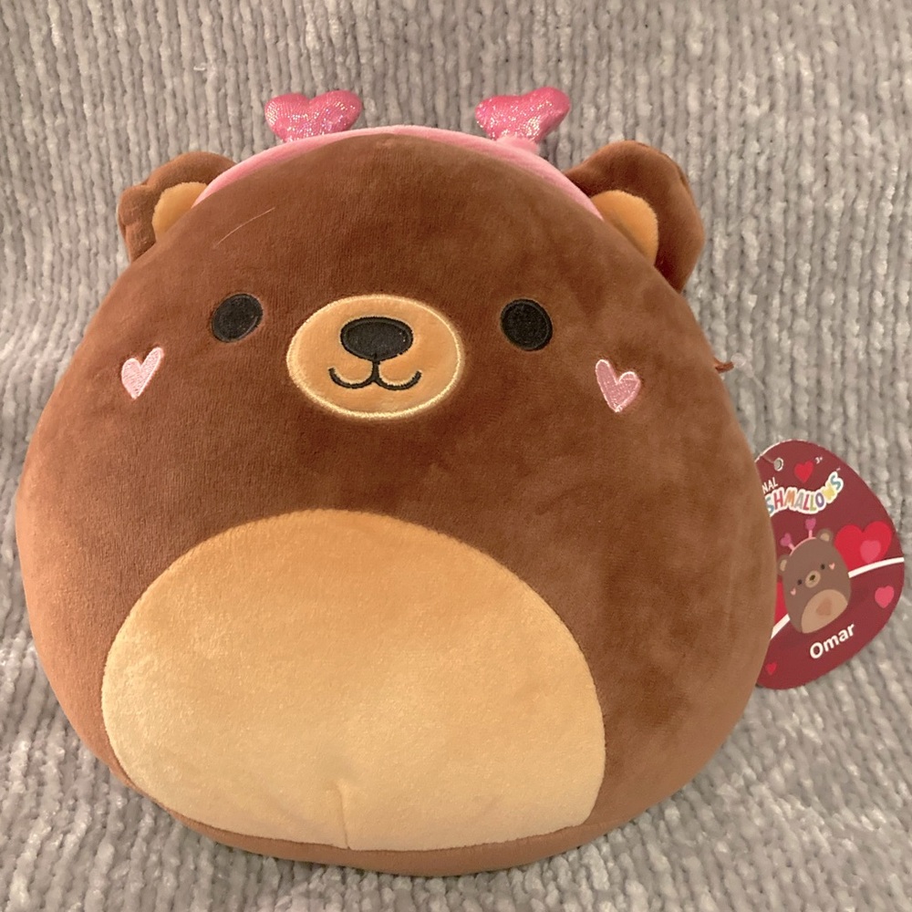 Squishmallows Omar Bear 10 Inch Valentines Plush NWT Heart‎ Headband